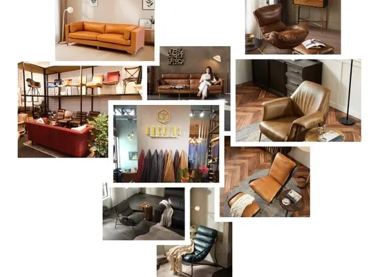 Modern Brown Vintage Genuine Leather Sofa Couch for Living Room Home Hotel Furniture